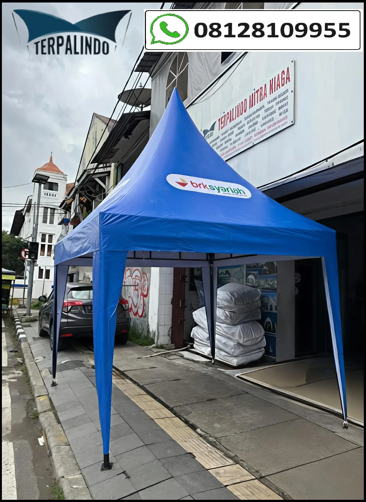 TENDA KERUCUT 3 X 3 RANGKA BESI GALVANIZ